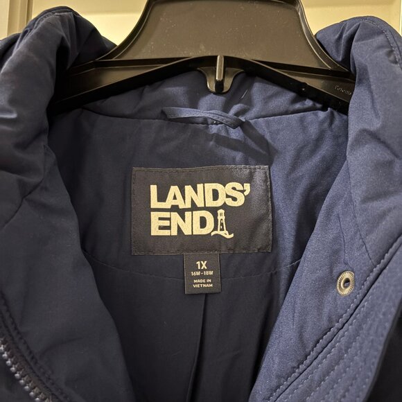 Land’s End Women's Plus Size Stretch Quilted Down Coat 1X – DEEP SEA NAVY - Picture 6 of 7